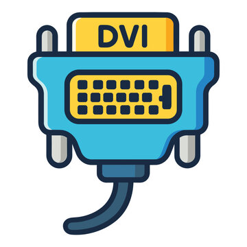 DVI cable connector flat vector illustration