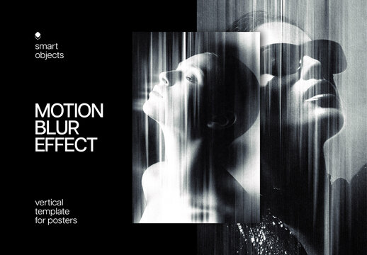 Motion Blur Poster Photo Effect Mockup