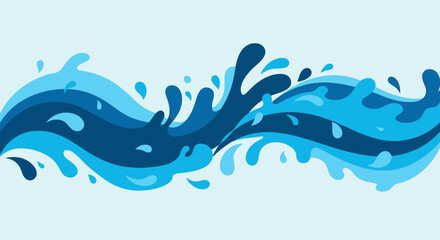Splashing Water Waves in Various Shades of Blue.