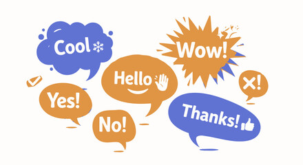 colorful speech bubbles with positive and negative expressions