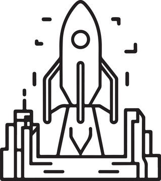 Minimal silhouette style vector startup rocket logo design featuring clean black shapes, simple dynamic line art, modern minimalist innovation icon ideal for tech startups, business growth branding, d