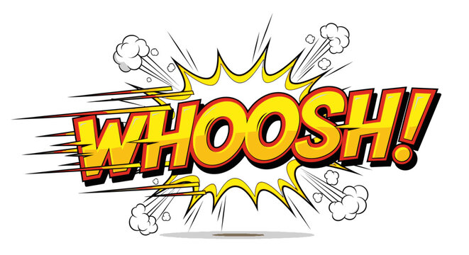 Comic book explosion effect with whoosh text