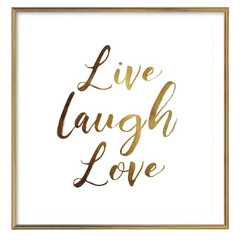 Elegant gold calligraphy typography featuring the inspirational phrase live laugh love artwork on transparent background