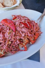 Dish of pasta all astice lobster pasta in Italy