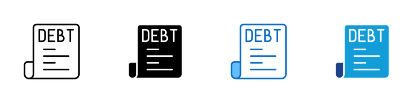 Debt Report Multiple Style Icon Design Vector - Debt document representing financial obligation, liability tracking, and repayment overview