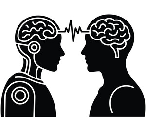 Human brain and robot head connection with waveform communication