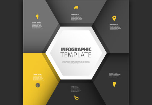 Modern Hexagon Infographic Template with Yellow and Black Design