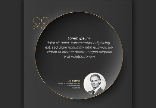 Luxurious Black and Gold Customer Testimonial Quote Template with Profile Photo Placeholder
