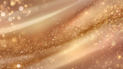 Golden water splash abstract motion blur background with sparkling droplets