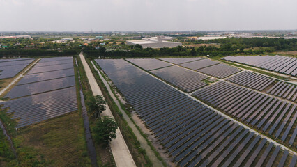 Outdoor solar panels, solar cell installation on the roof of the carport, energy-saving solar power generation plan.(PHOTO)	