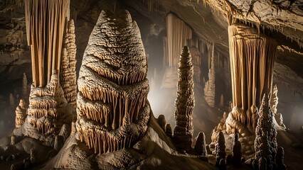Stalactites and Stalagmites in Cave Formation.