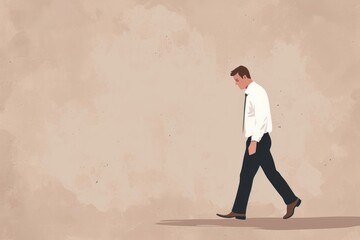 Obraz premium A businessman walks in sad mood walking cartoon motion.