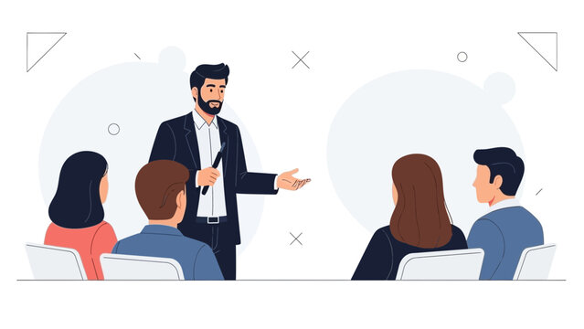 Business man speaking to audience in a seminar