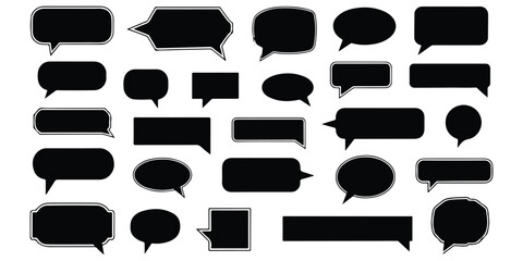 Obraz premium A collection of various black speech bubbles and thought bubbles for graphic design and user interface elements.