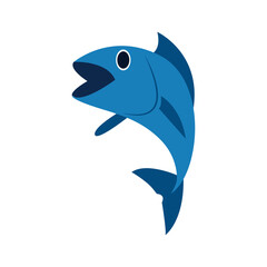 Obraz premium blue fish emoji symbol sign icon vector illustration isolated flat animal fishing sea 