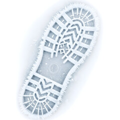 Fototapeta premium Snow-covered shoe sole with frosty winter texture
