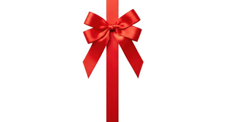Vertical red ribbon bow, a clean and simple accent for celebratory designs