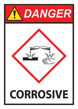 Danger corrosive liquid and vapor will burn ghs sign Victor Illustrations