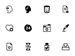 Collection of Black and White Medical and Healthcare Icons