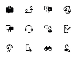 Collection of Black Icons for Customer Support and Chat