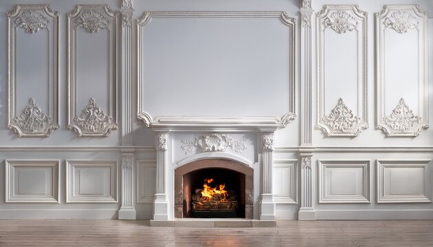 elegant white rococo fireplace wall interior design