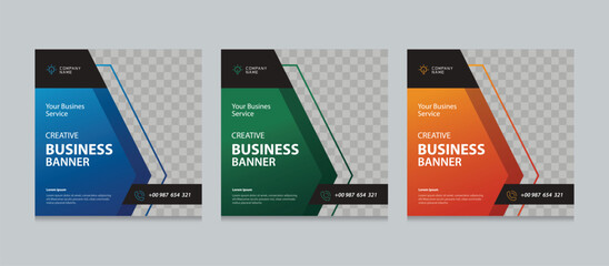 Set of creative and modern web banner design template. Suitable for social media post, instagram story post and web marketing ads. vector illustration for editable with Space to add pictures.