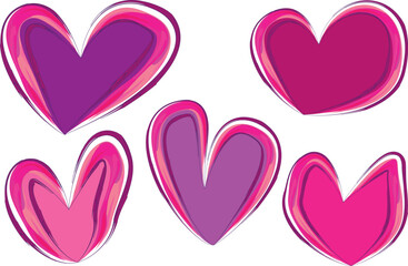 pink purple colors artistic pattern abstract hearts set