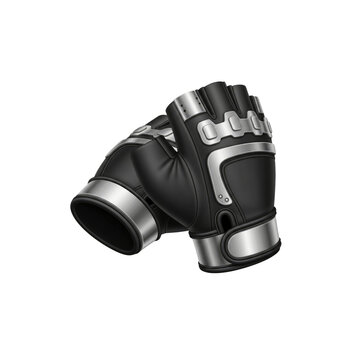 Black fingerless gloves with silver metal accents