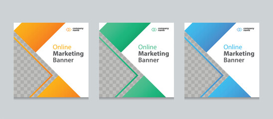 Set of modern web banner design template. Suitable for social media post, instagram story post and web marketing ads. vector illustration for editable with Space to add pictures.