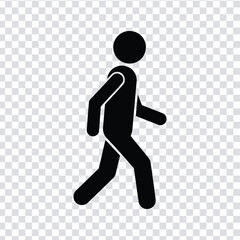 Vector black silhouette of a person running on a transparent background