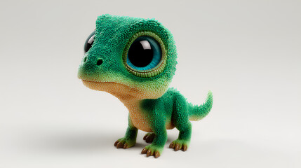 cute green dragon baby on a plain white background
