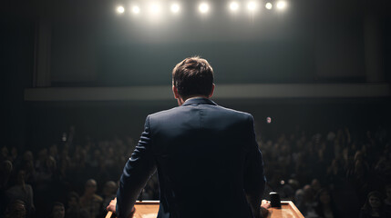 painting of a person giving a speech