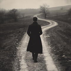Solitary journey on a winding country road
