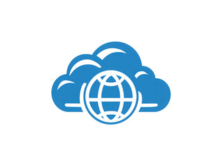 A blue cloud with a white globe in the middle