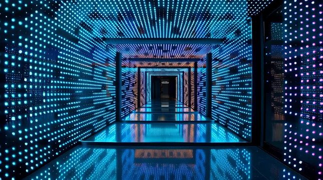 Abstract Stock Video of Led Tunnel with Color changing Lights