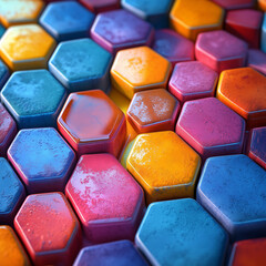 Colorful hexagonal tiles create stunning abstract pattern