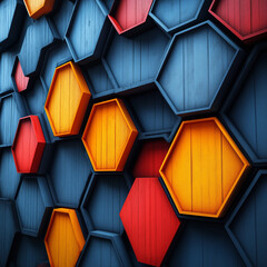 Geometric honeycomb pattern with vibrant contrasting colors