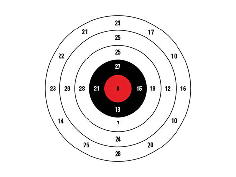 A red and black target with a bullseye in the center