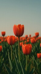 Fototapeta premium Vibrant tulips under clear sky mobile wallpaper
