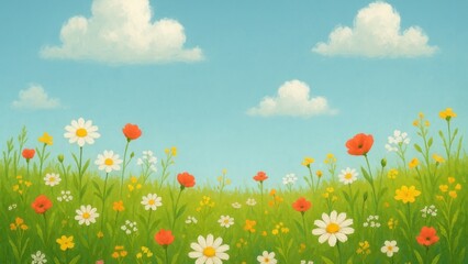 Vibrant floral meadow scene.