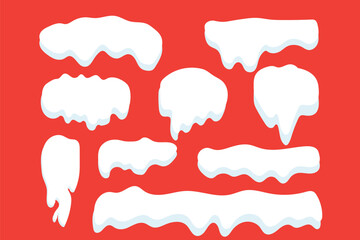 Snow ice vector winter frame effect frozen illustration. Icicle cold frozen frost ice snow cap set.