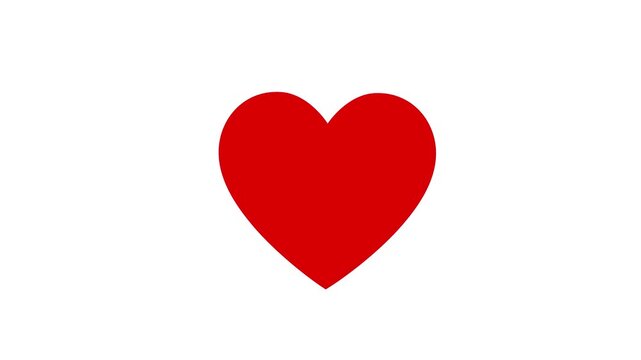 minimalist red heart shape pulsing on white background. 4k seamless loop, clean white backdrop.