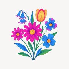 Fototapeta premium Vibrant floral bouquet illustration