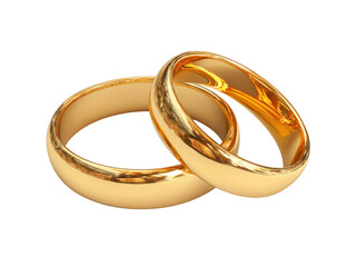 Two gold wedding rings are shown side by side