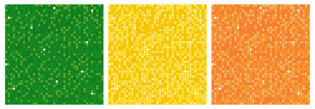 Set of Irish seamless pattern with shamrock. Patricks Day vector illustration