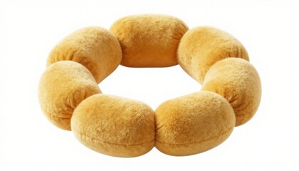 Fototapeta premium Yellow Fuzzy Ring Pillow Soft Plush Donut Cushion Isolated on White