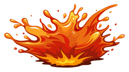 A vibrant explosion of fiery flames in bright orange and yellow hues isolated on white background, Vector