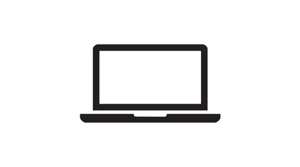 Minimalist Black Laptop Computer Icon Vector with Blank Screen