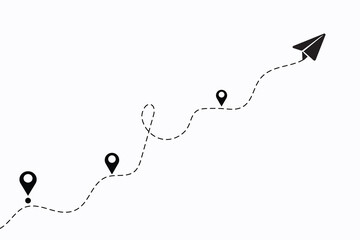 Minimal paper airplane flight path illustration