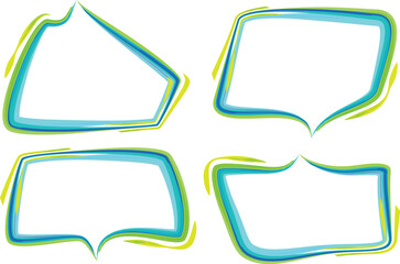 bright blue yellow geometric creative dialouge bubbles